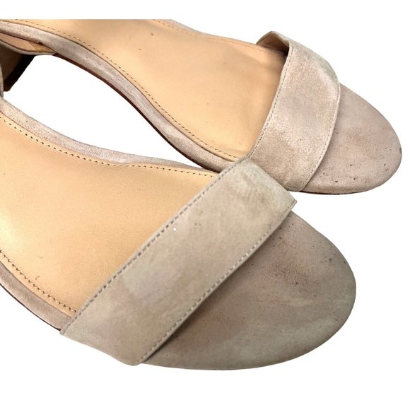 Antonio Melani SIZE 9.5 Mabbela Leather Ankle Strap Taupe Gray Tan Sandals Block - Picture 4 of 12